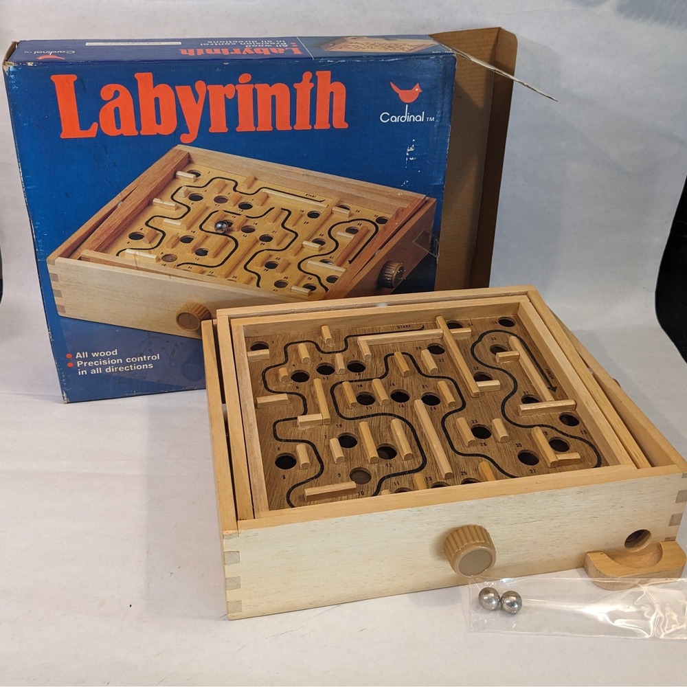 Vtg Cardinal Labyrinth Wooden Maze Game Skill Tabletop Board Game Complete - Picture 5 of 9